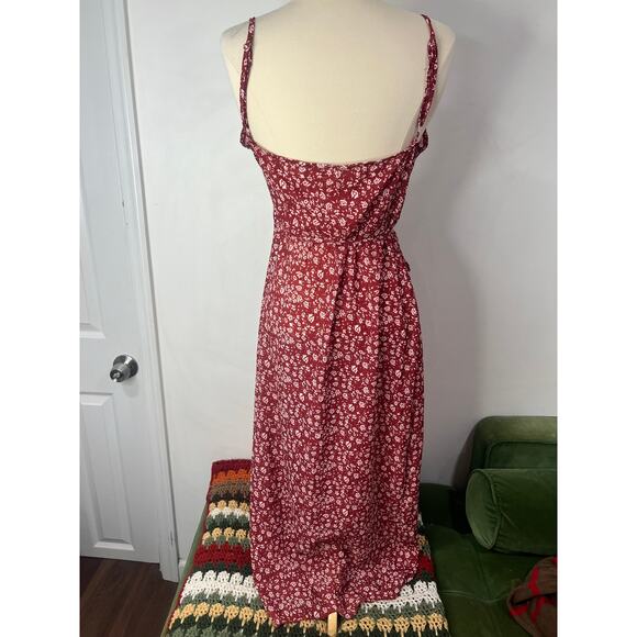 Womens Romantic Wrap Floral Cami Dress Red Spring Vacation Summer Small/Medium - Picture 5 of 9